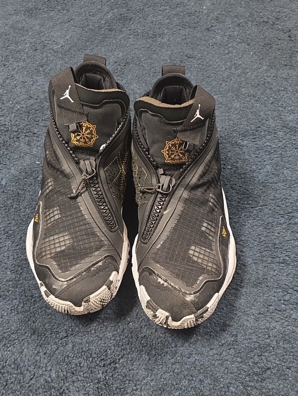 Jordan Mens Black and Gold High-Top Zip Sneaker